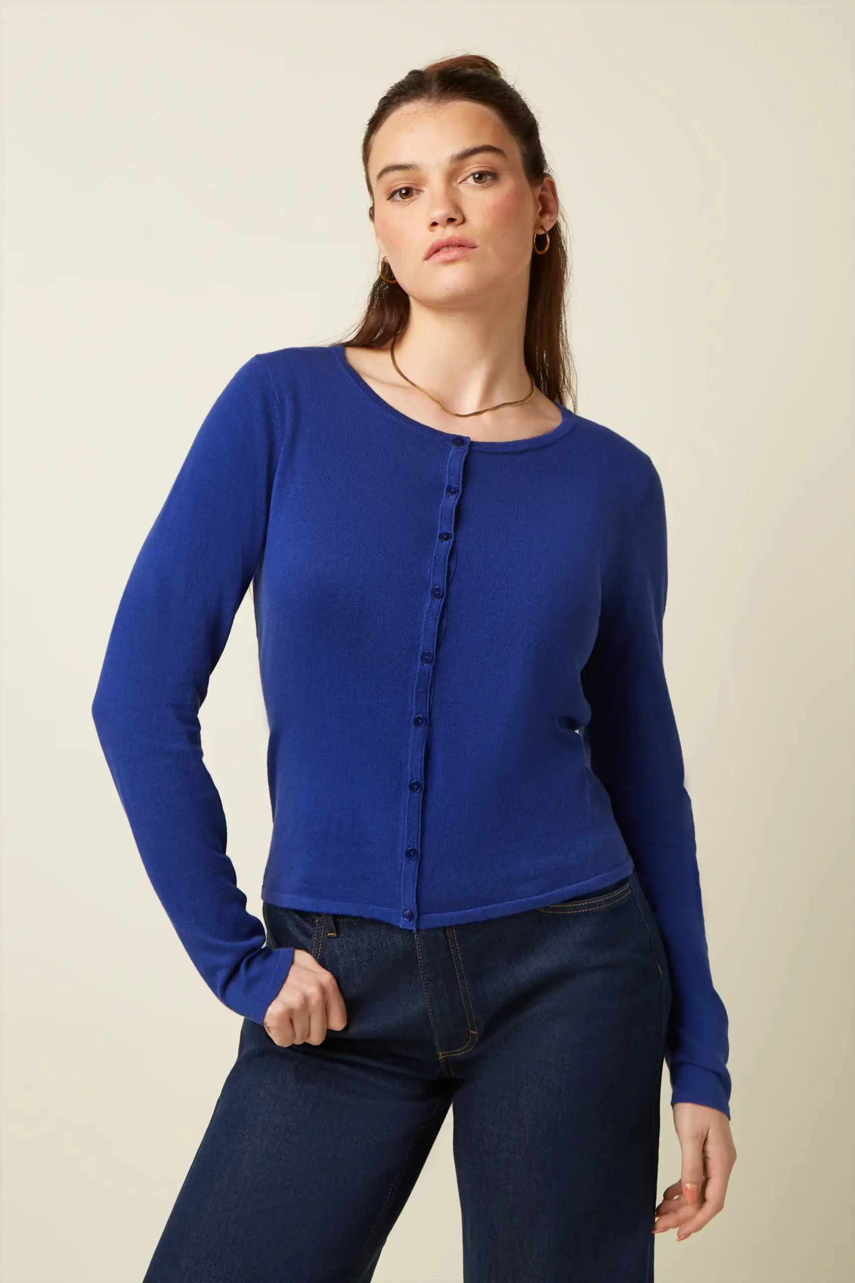 Cardi Roundneck Cocoon - Midnight