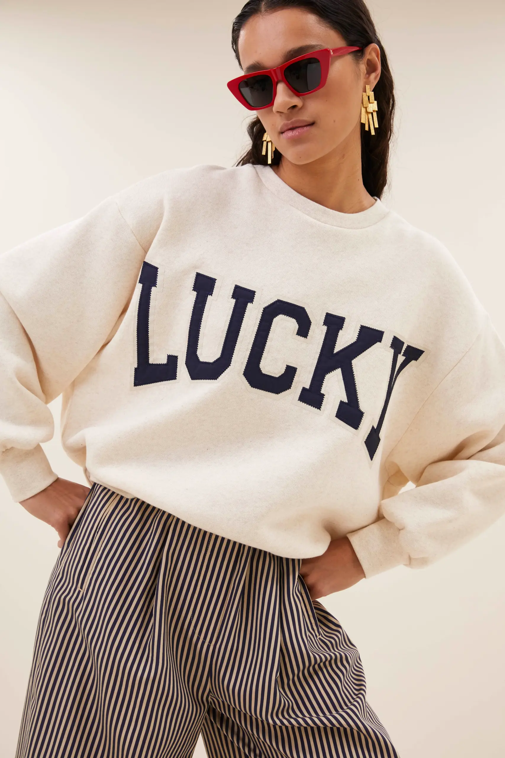 lili patchwork sweater - Oyster Melee