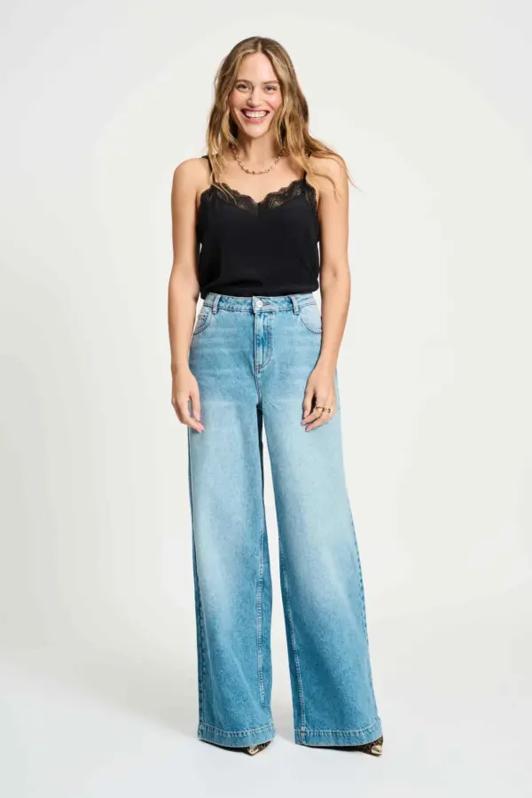 JEANS - Baggy Wideleg Mid Blue - Blauw