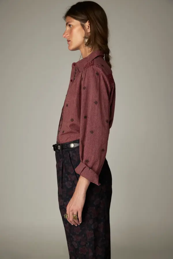 Blouse met details - Wijnrood