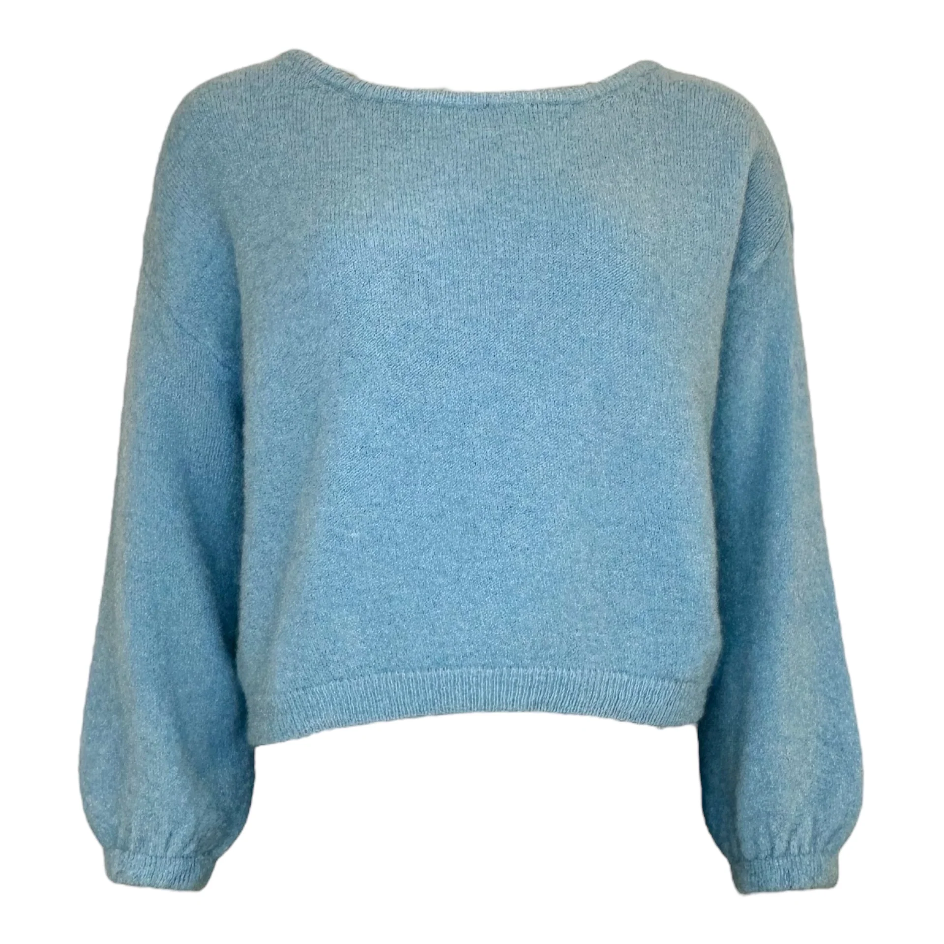 long puffed sleeves boat neck jumper - Blauw - Afbeelding 2