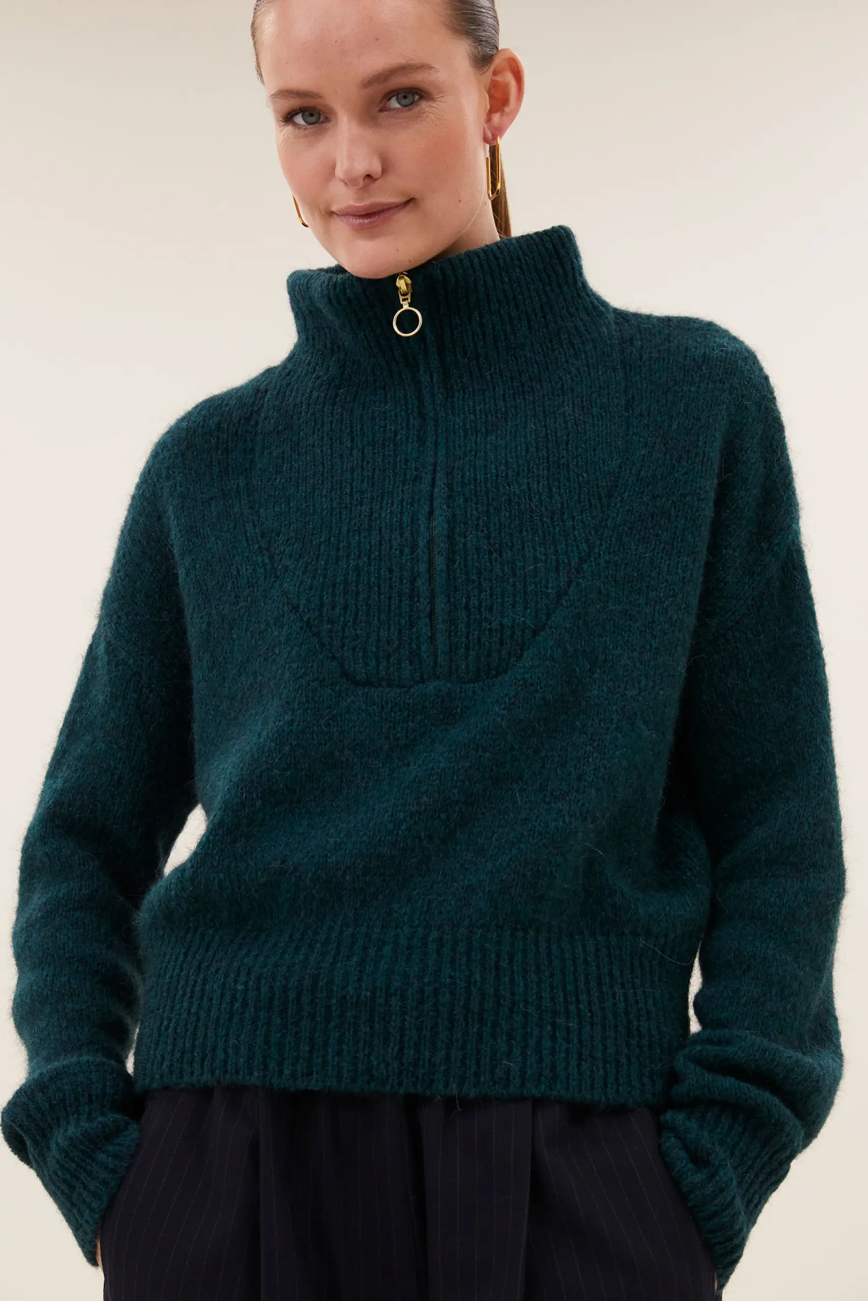 boxy beau pullover - Donkergroen