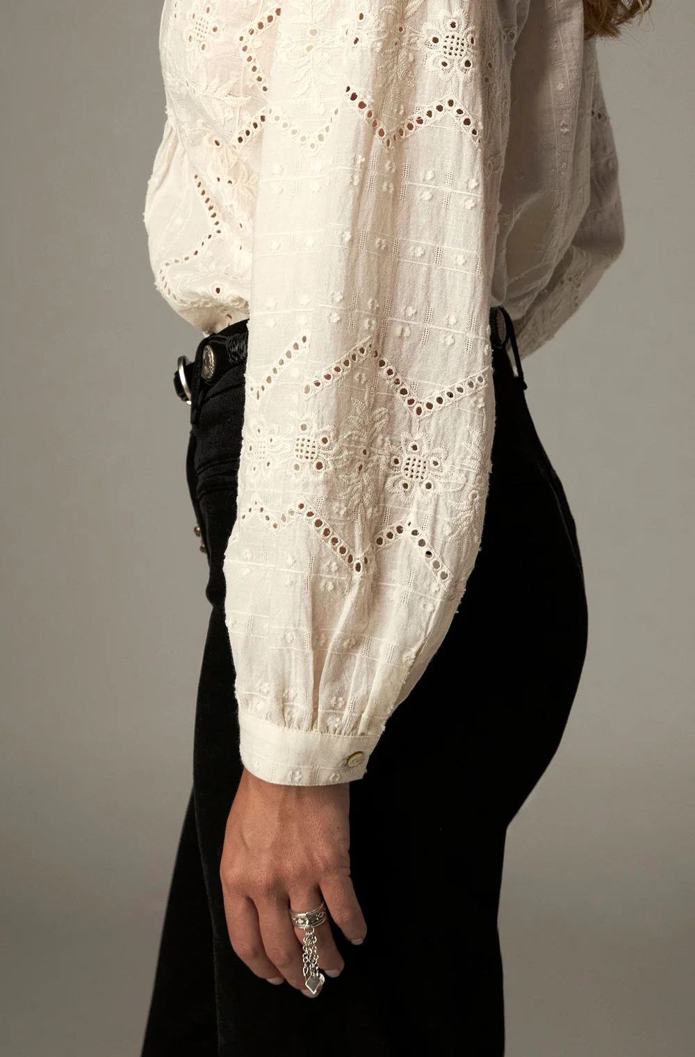 Blouse met embroidery details - Off white - Afbeelding 3
