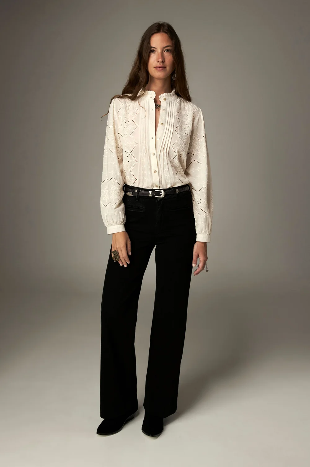 Blouse met embroidery details - Off white - Afbeelding 5