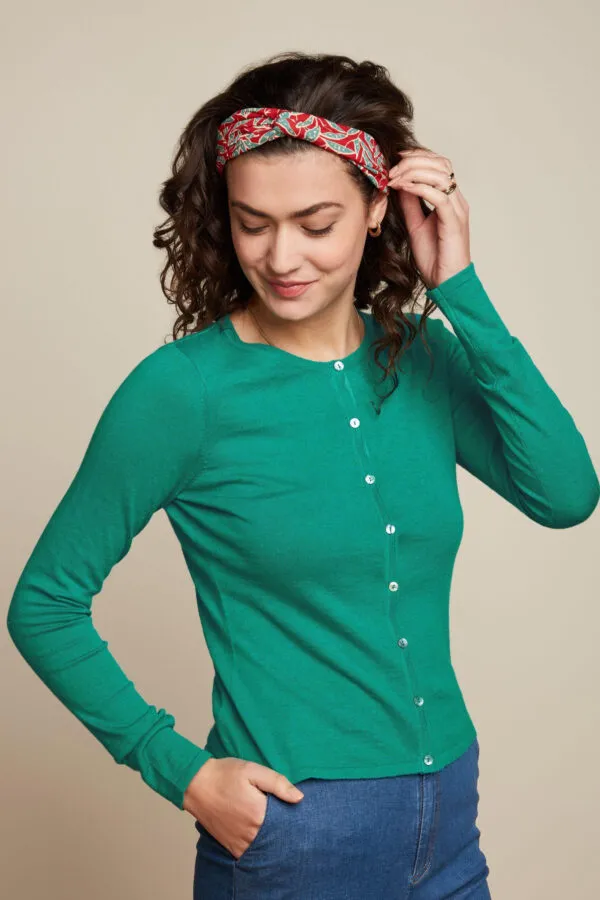 Cardi Roundneck Cocoon - Groen