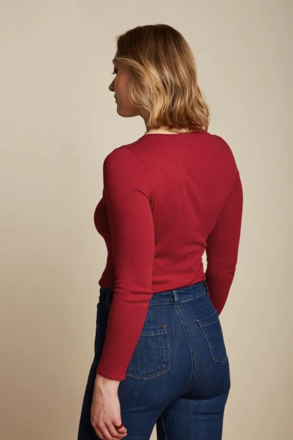 Cardi Roundneck Cocoon - Rood