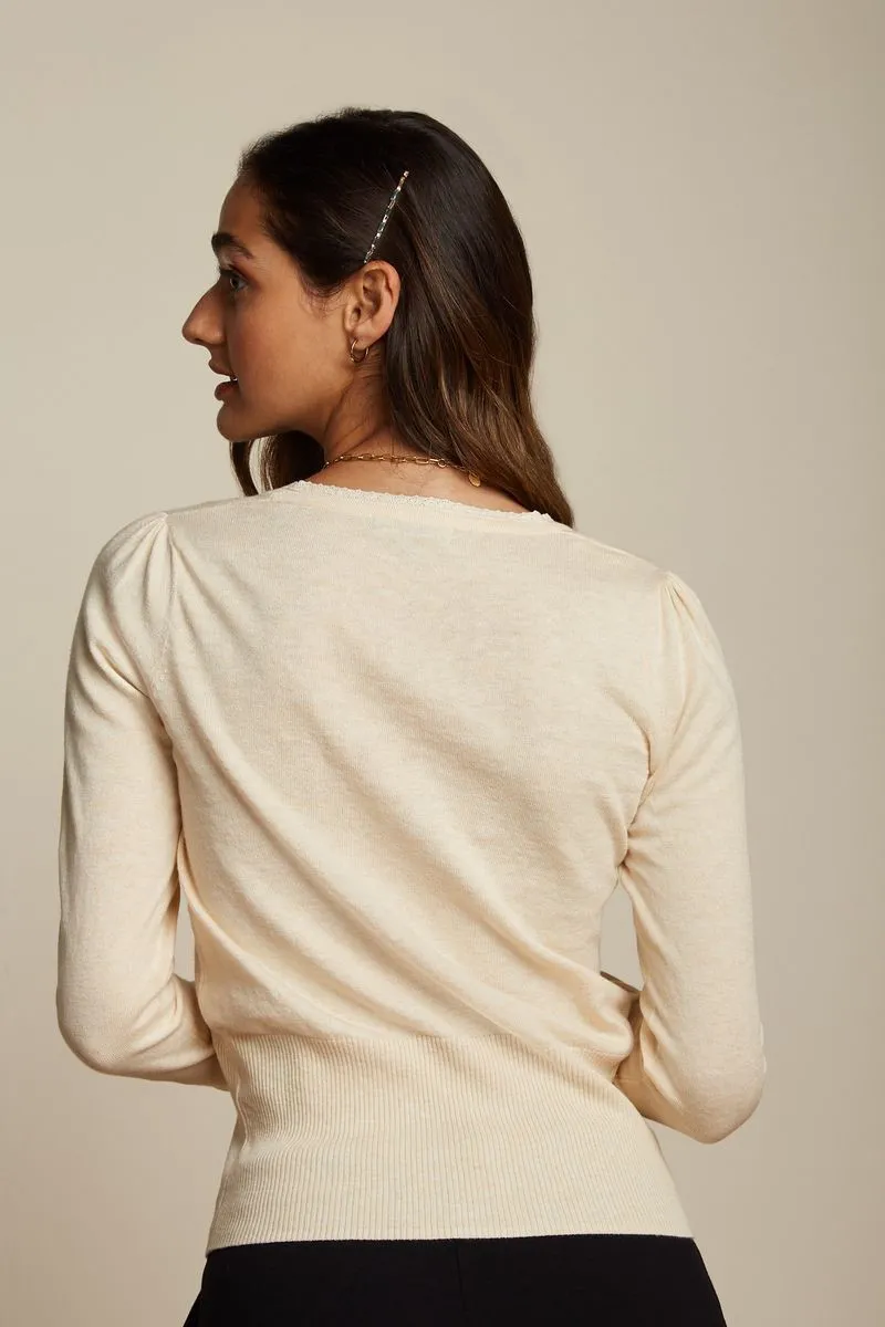 Cardi V Cocoon - Creme wit - Afbeelding 2