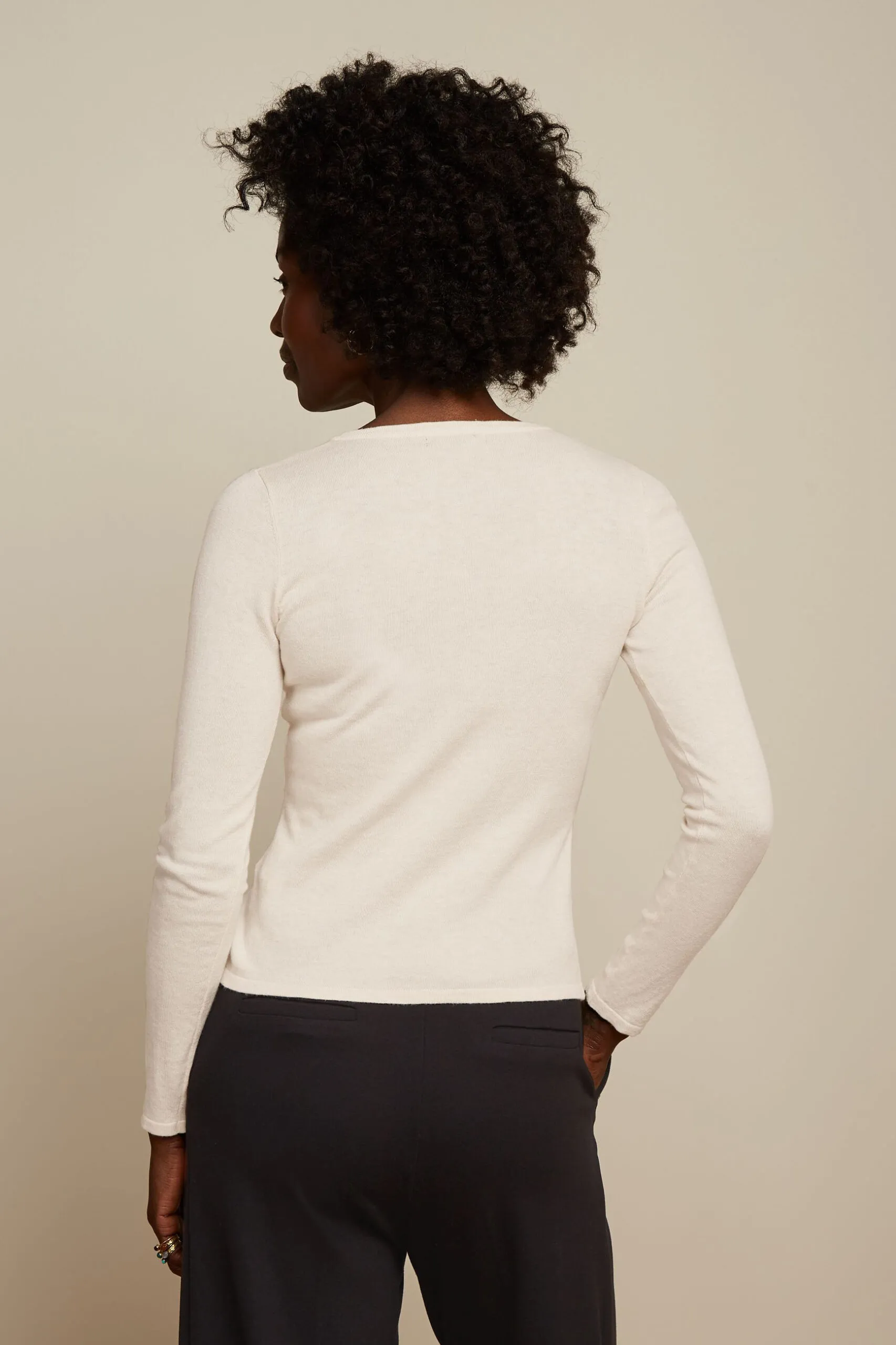 Cardi Roundneck Cocoon - Creme wit - Afbeelding 2