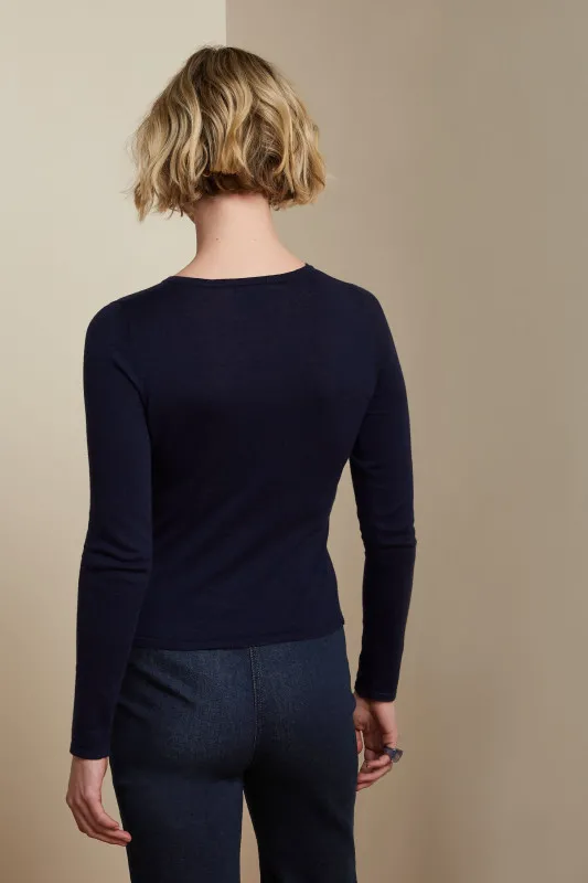 Cardi Roundneck Cocoon - Donkerblauw