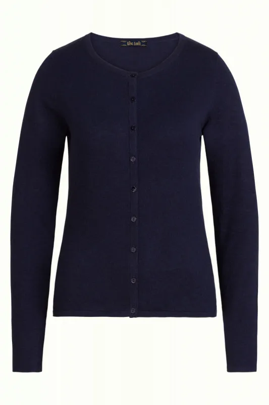 Cardi Roundneck Cocoon - Donkerblauw - Afbeelding 3