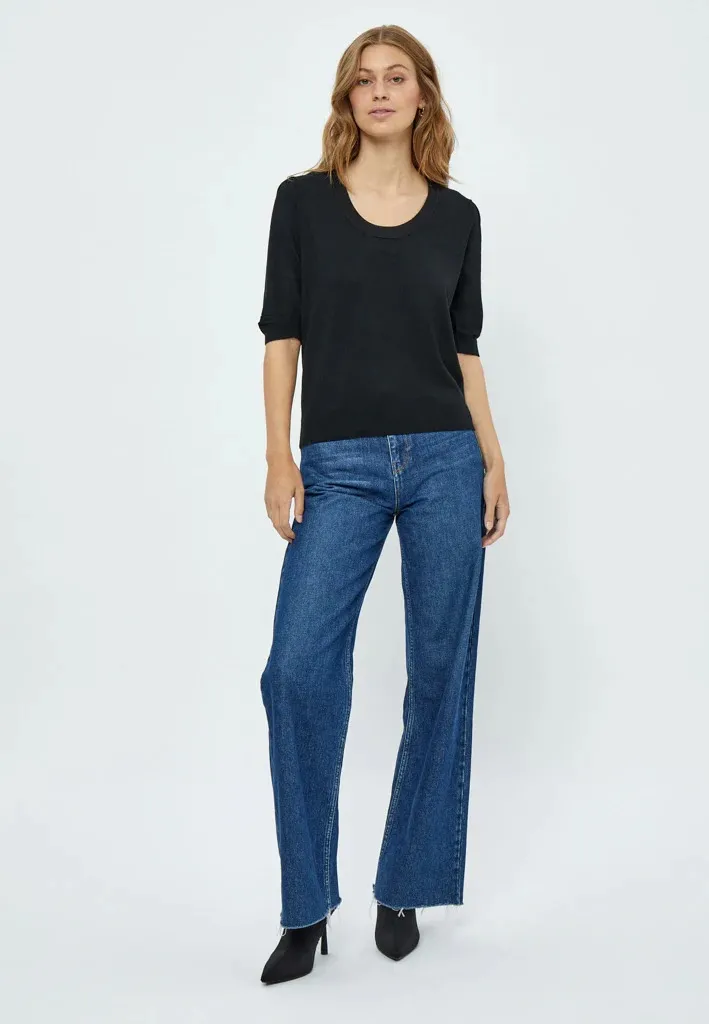 MSPam Scoop Neck Knit T-Shirt - Zwart - Afbeelding 3