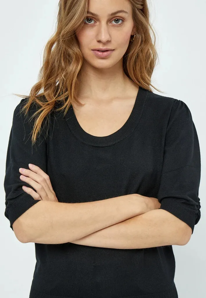 MSPam Scoop Neck Knit T-Shirt - Zwart - Afbeelding 5