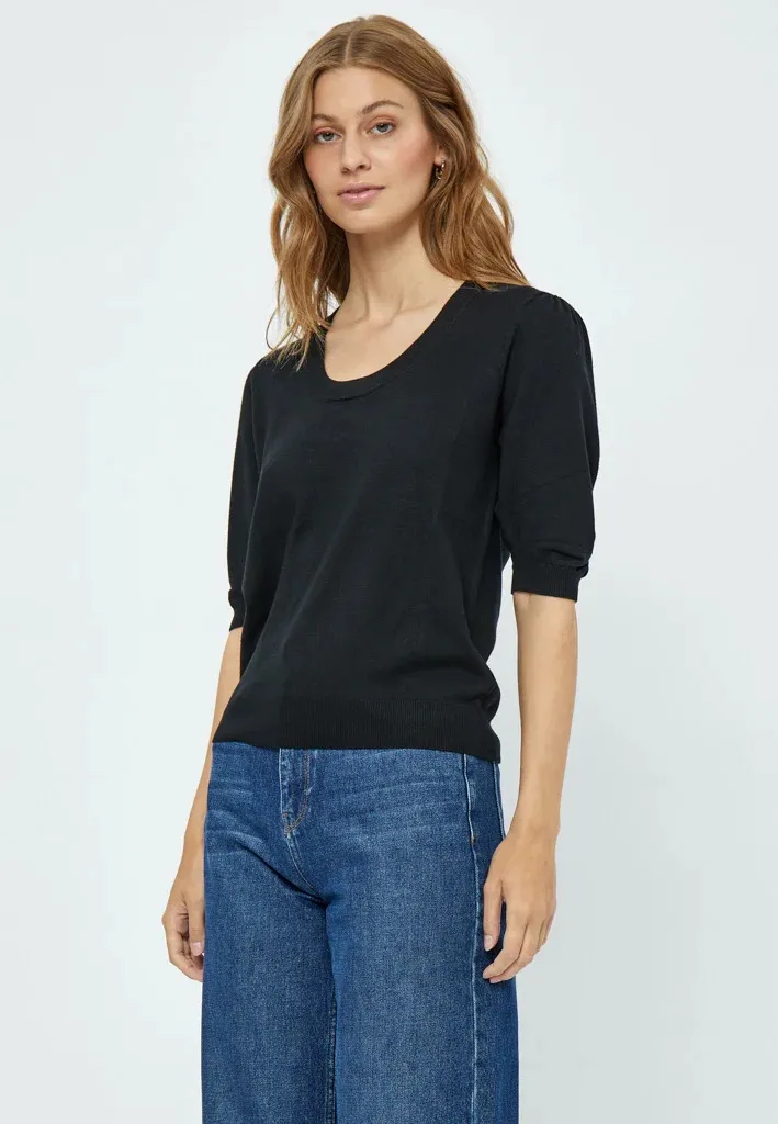 MSPam Scoop Neck Knit T-Shirt - Zwart - Afbeelding 6
