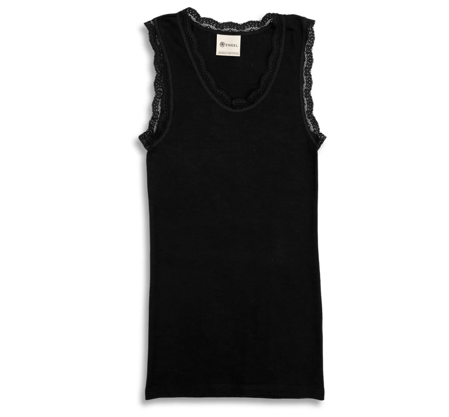 Shirt, sleeveless with lace - Zwart