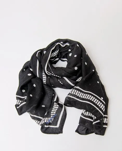 Rectangular Printed Scarf 100x180cm - Zwart