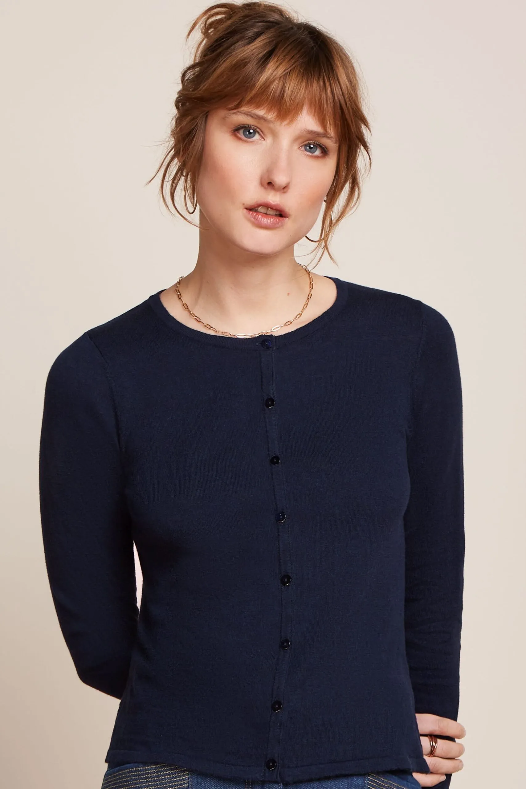 Cardi Roundneck Cocoon - Donkerblauw - Afbeelding 4