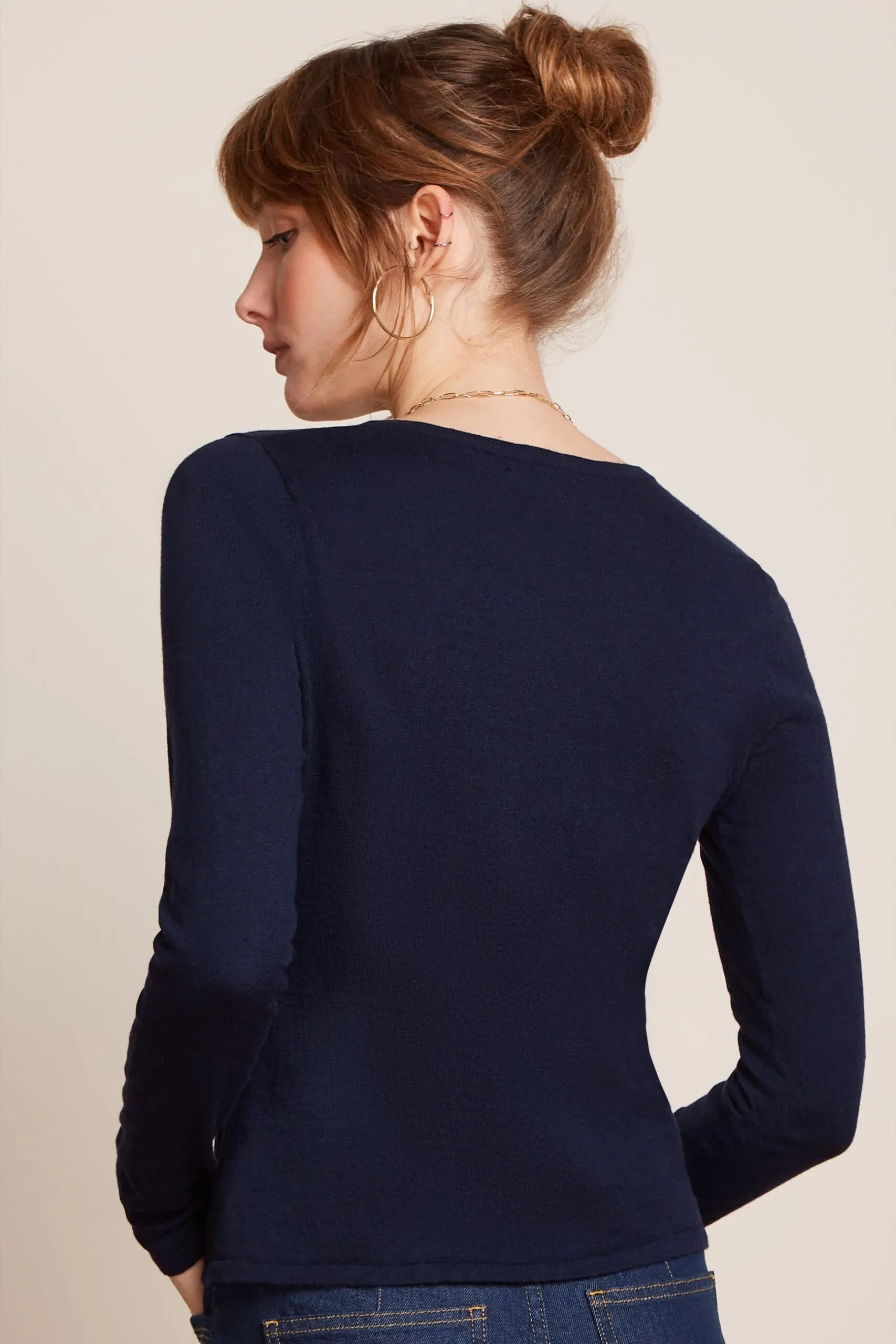 Cardi Roundneck Cocoon - Donkerblauw - Afbeelding 5