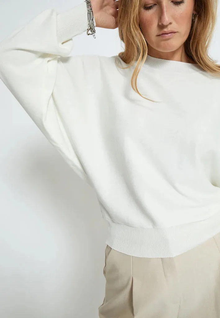 MSDana Bat Sleeve Knit Pullover - Wit - Afbeelding 2