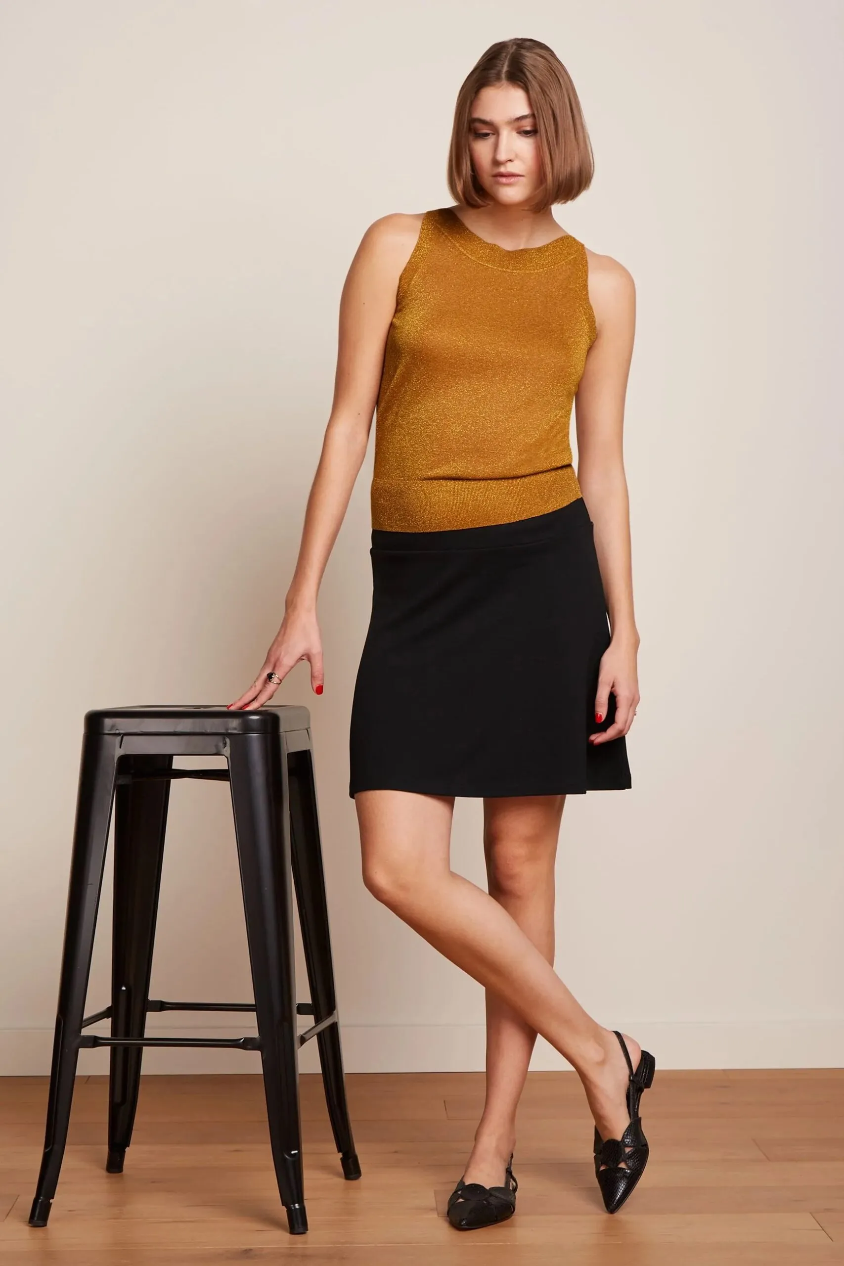 Border Skirt Milano Uni - Zwart