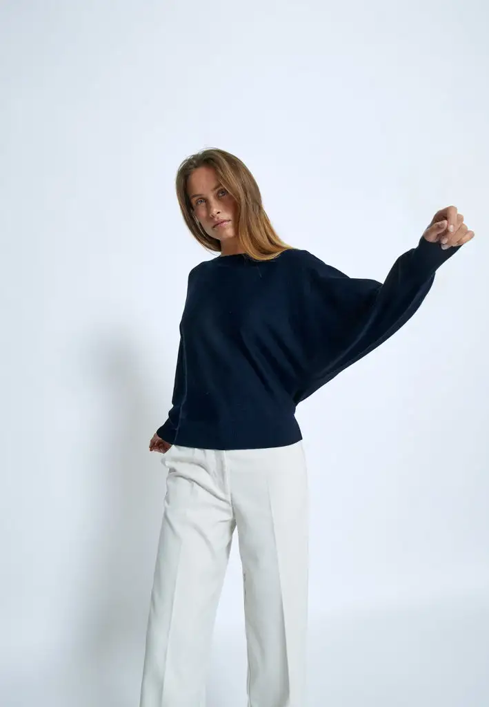MSDana Bat Sleeve Knit Pullover - Donkerblauw - Afbeelding 3