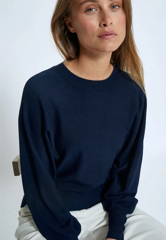 MSDana Bat Sleeve Knit Pullover - Donkerblauw - Afbeelding 4