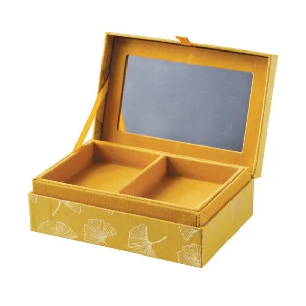 Large jewelry box with mirror, Ginkgo - geen
