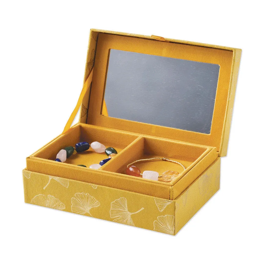 Large jewelry box with mirror, Ginkgo - geen - Afbeelding 3