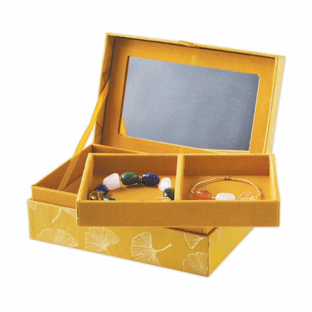 Large jewelry box with mirror, Ginkgo - geen - Afbeelding 4