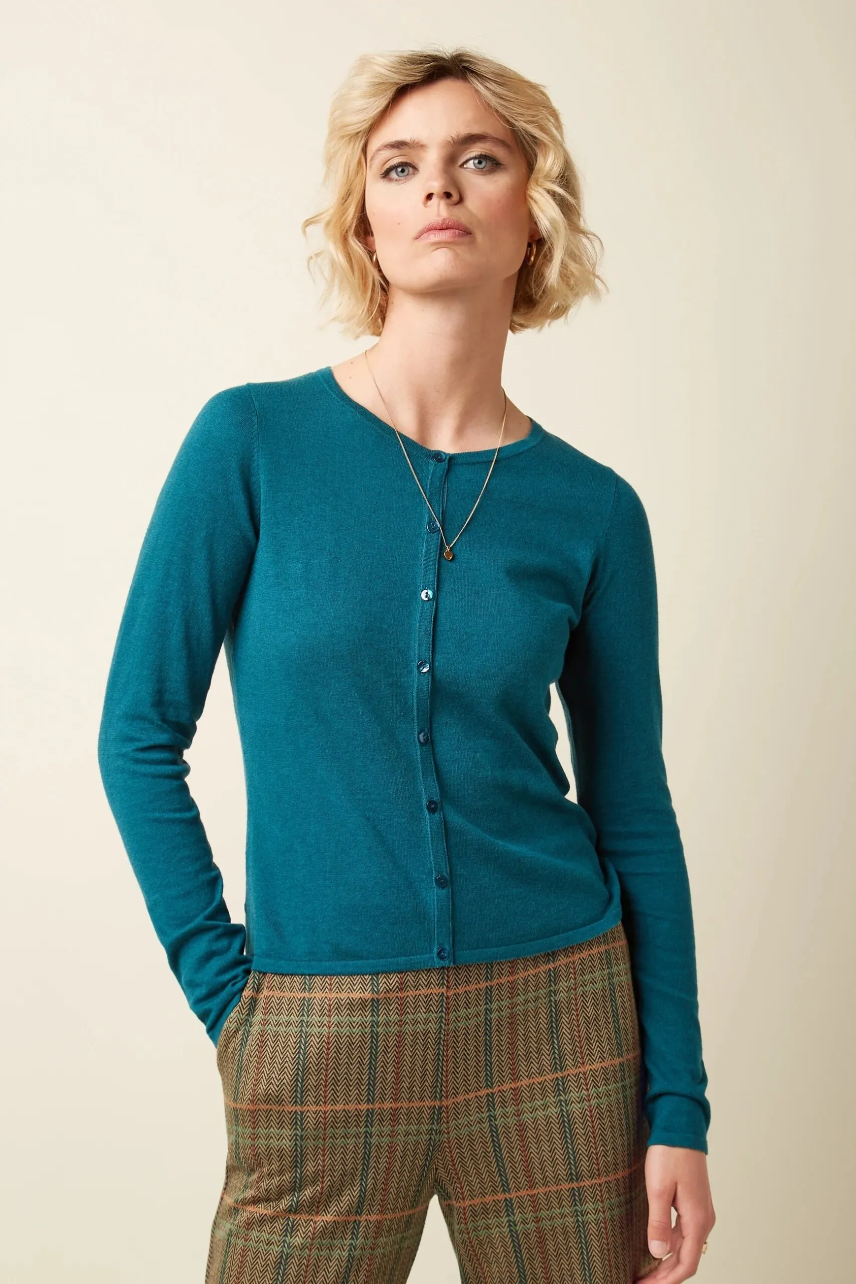 Cardi Roundneck Cocoon - Spruced Green