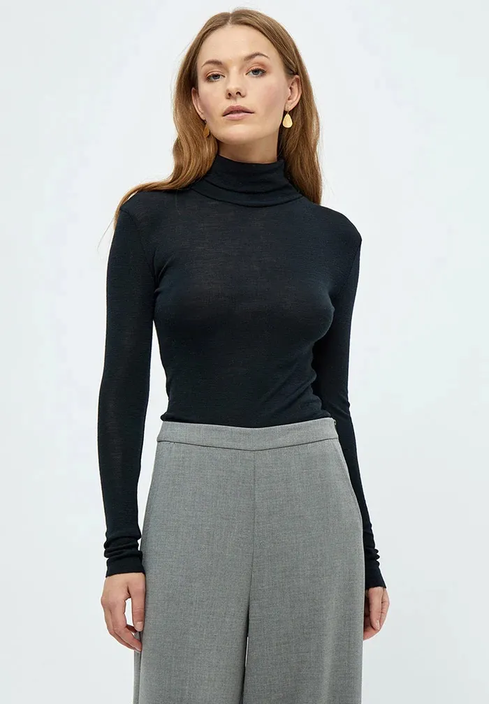 MSCally Roll Neck Long Sleeve Top - Zwart