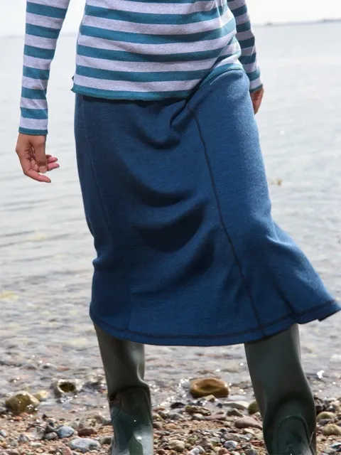 Long skirt wool rib melange - petrol - Afbeelding 3