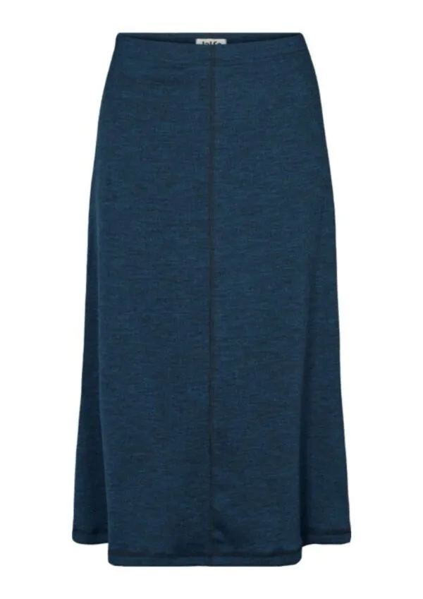 Long skirt wool rib melange - petrol