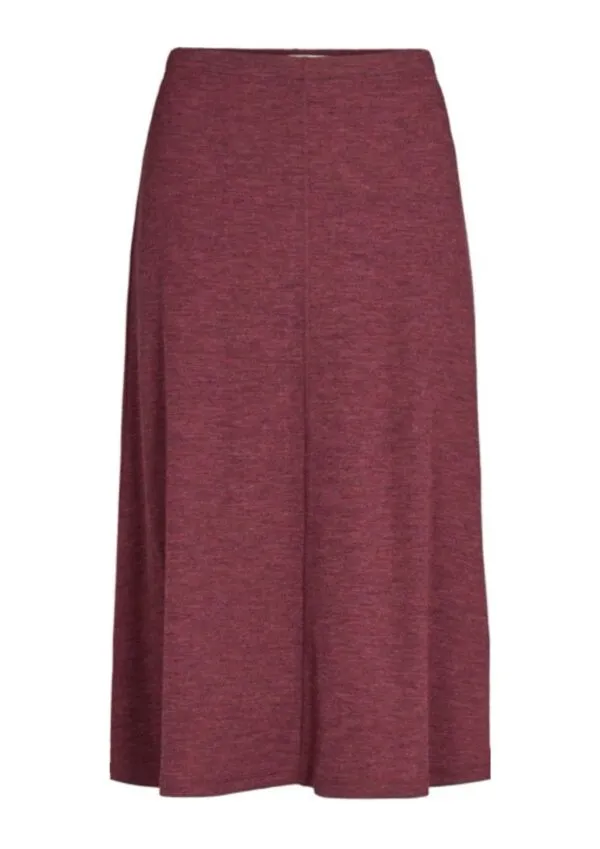 Long skirt wool rib melange - plum