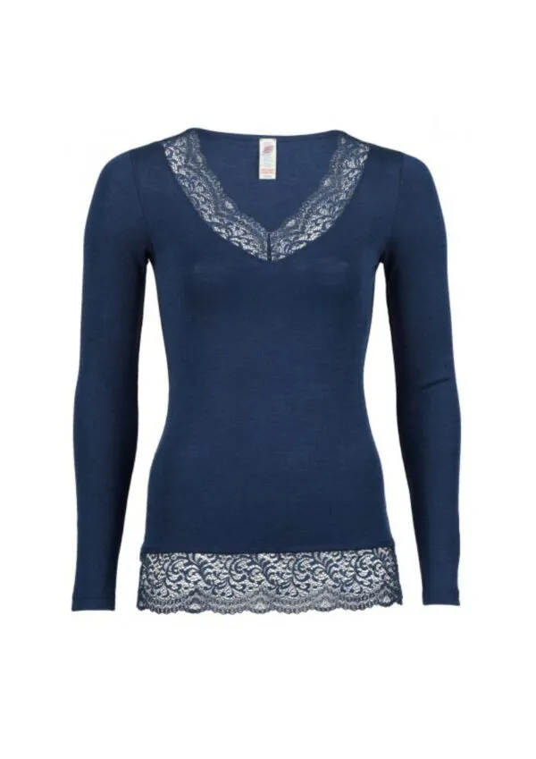 Engel Ladies Shirt L/S Lace - Donkerblauw