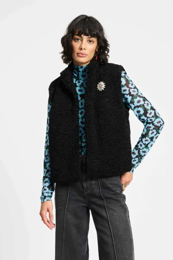 GILET - Teddy Love Black - Zwart