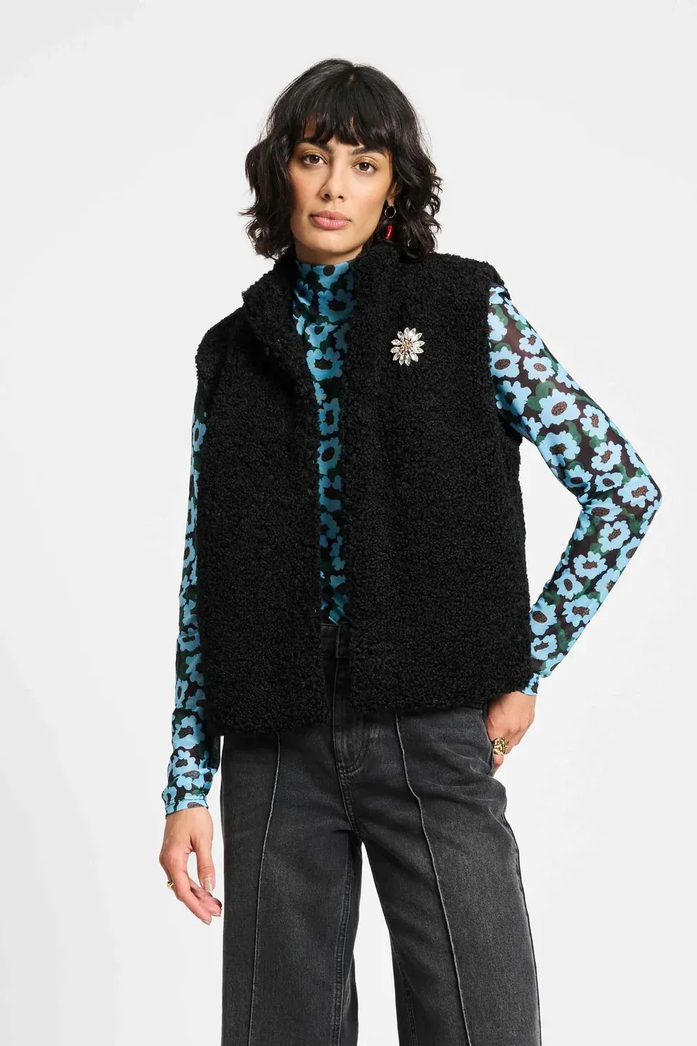 GILET - Teddy Love Black - Zwart