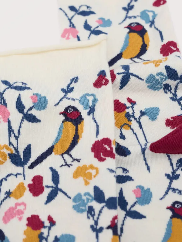 Women's Bamboo Arty Socks - Sweet Pea Bird Chalk