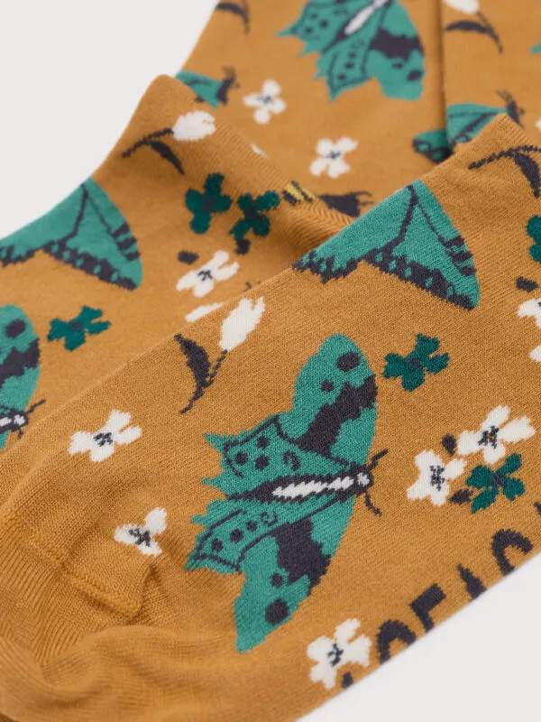 Women's Bamboo Arty Socks - Wing Flower Mango
