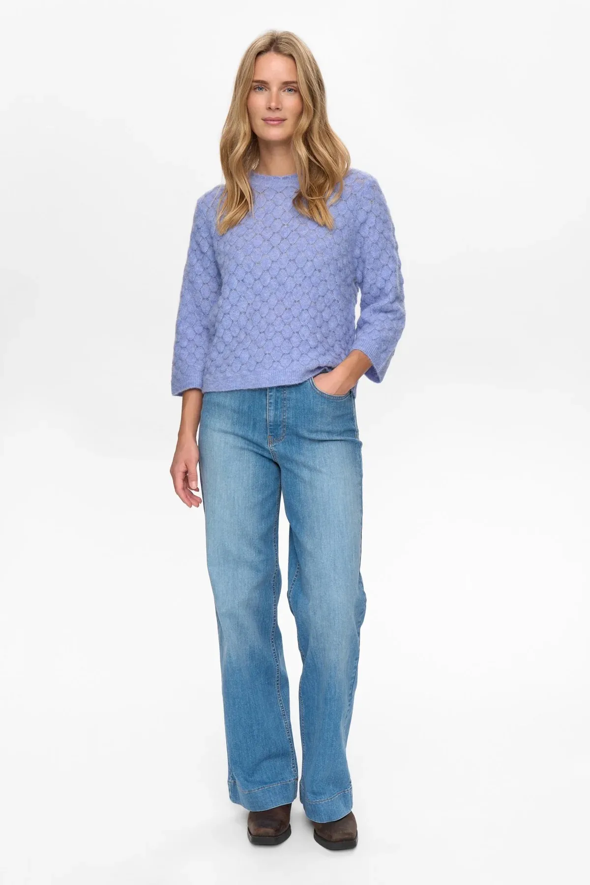 NURIETTE LEAF POINTELLE PULLOVER - Blauw - Afbeelding 3