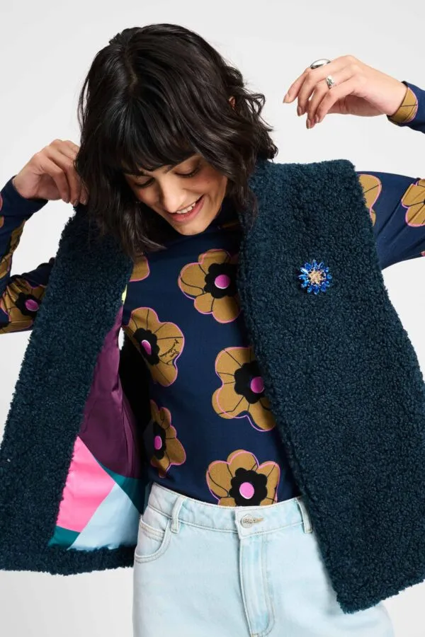 GILET - Teddy Love Navy - Donkerblauw