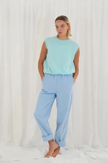 sleeveless round-neck jumper - Aqua Blauw