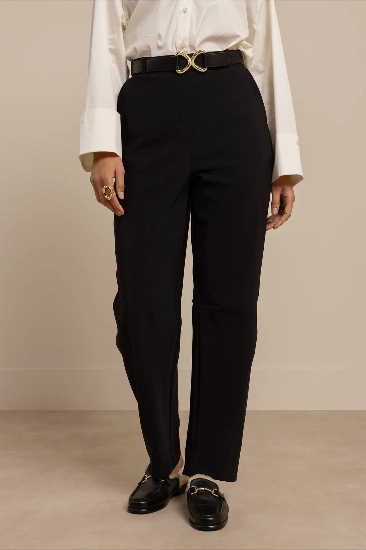 Marlis bonded barrell trousers - Zwart