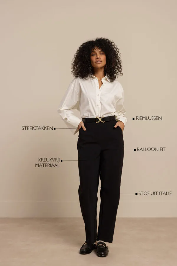 Marlis bonded barrell trousers - Zwart