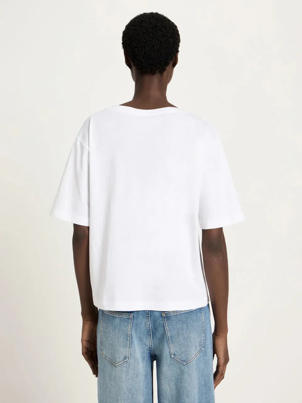Shirt mit V-Ausschnitt GOTS - Wit - Afbeelding 4