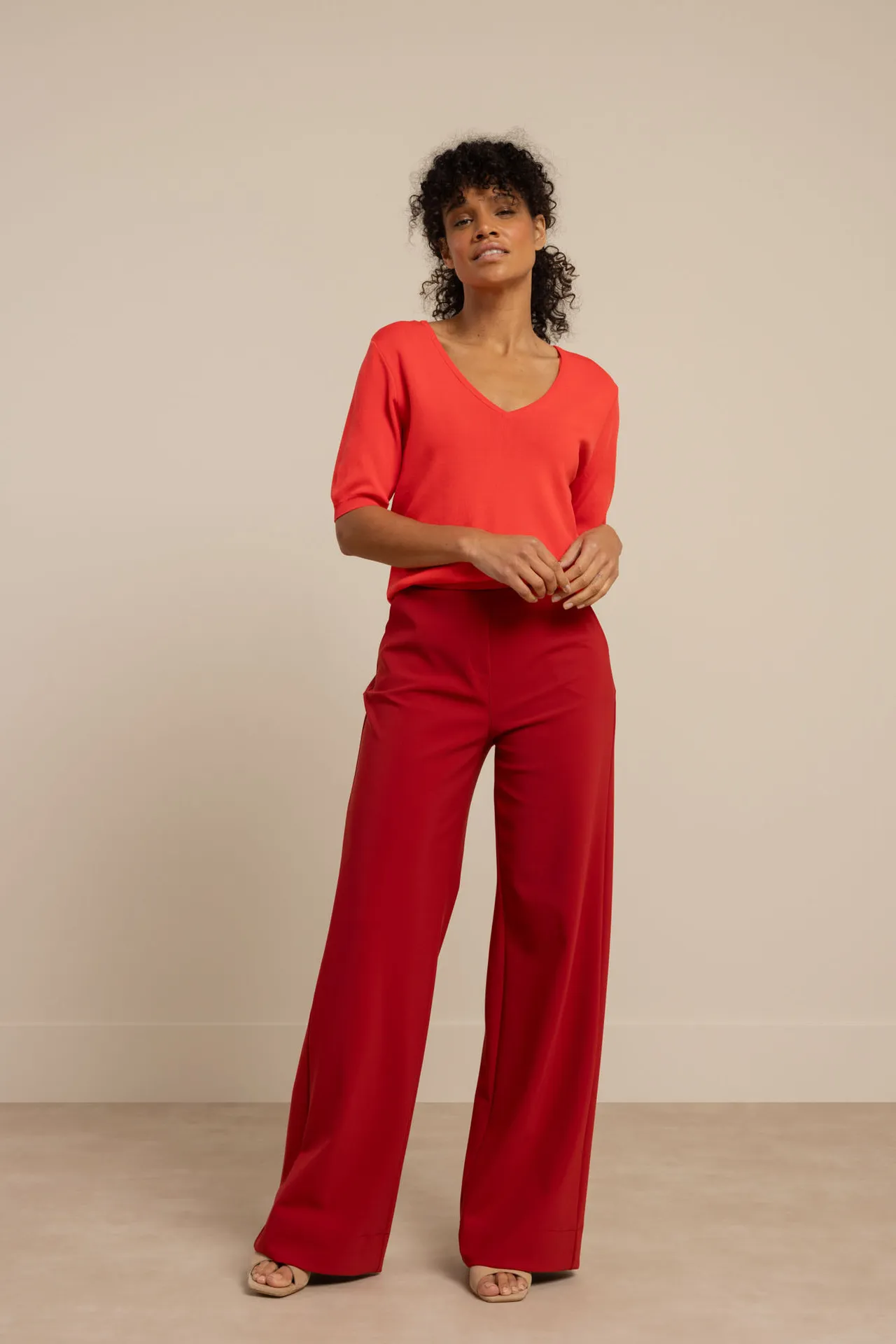 Lexie bonded trousers - Ruby Red