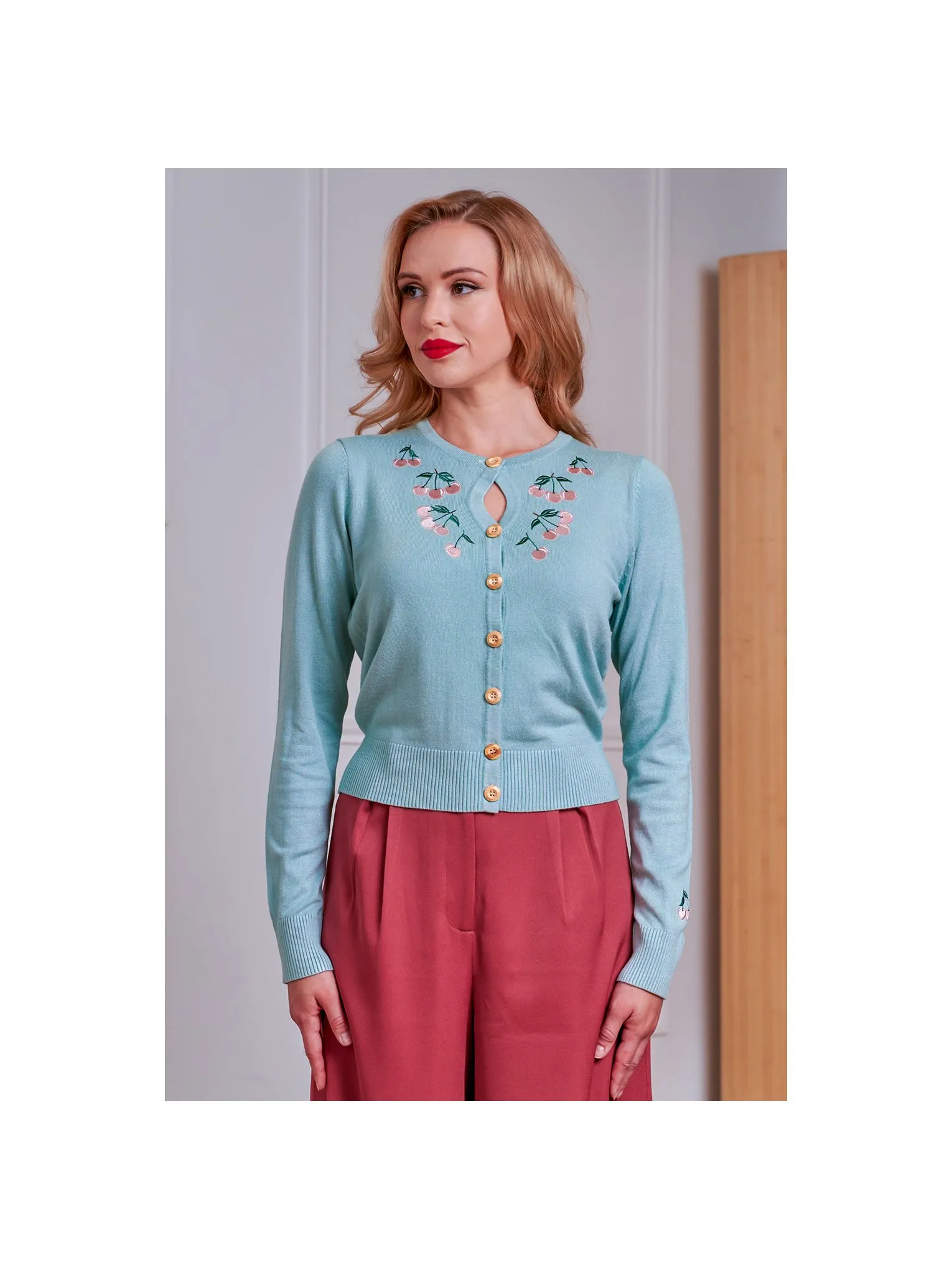 Heritage Cherry Cardigan - Blue