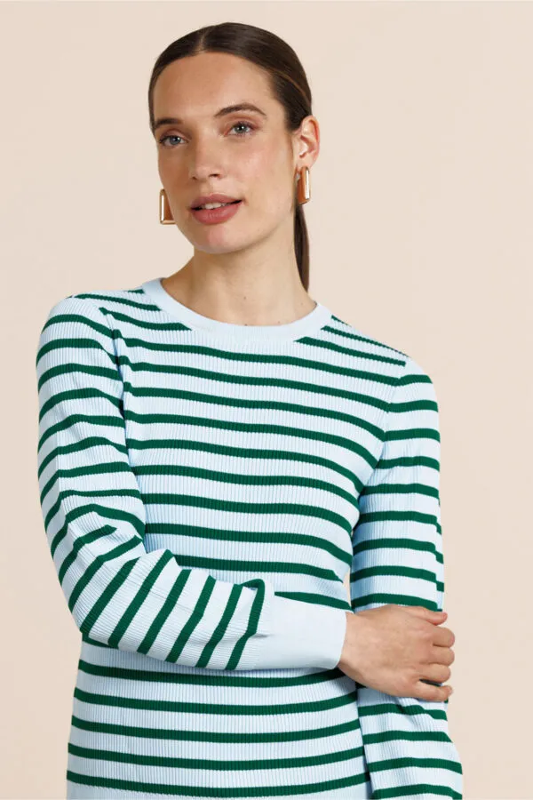 Luna rib pullover - Light Blue/Grass Green