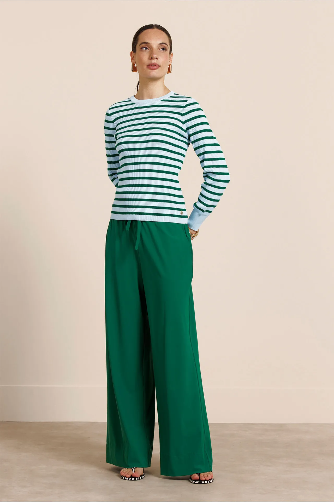 Luna rib pullover - Light Blue/Grass Green - Afbeelding 2