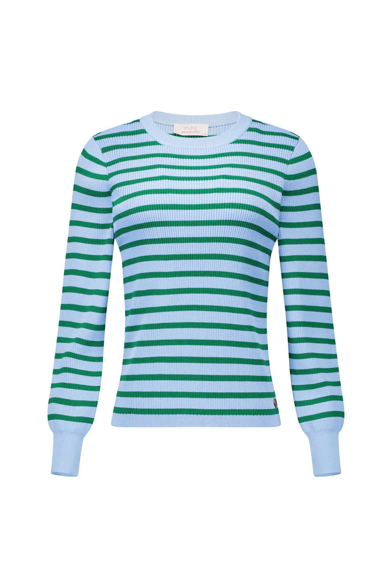 Luna rib pullover - Light Blue/Grass Green - Afbeelding 4