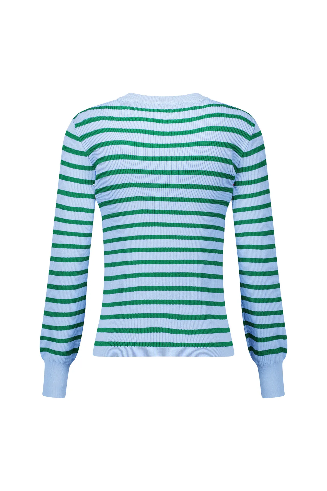 Luna rib pullover - Light Blue/Grass Green - Afbeelding 5